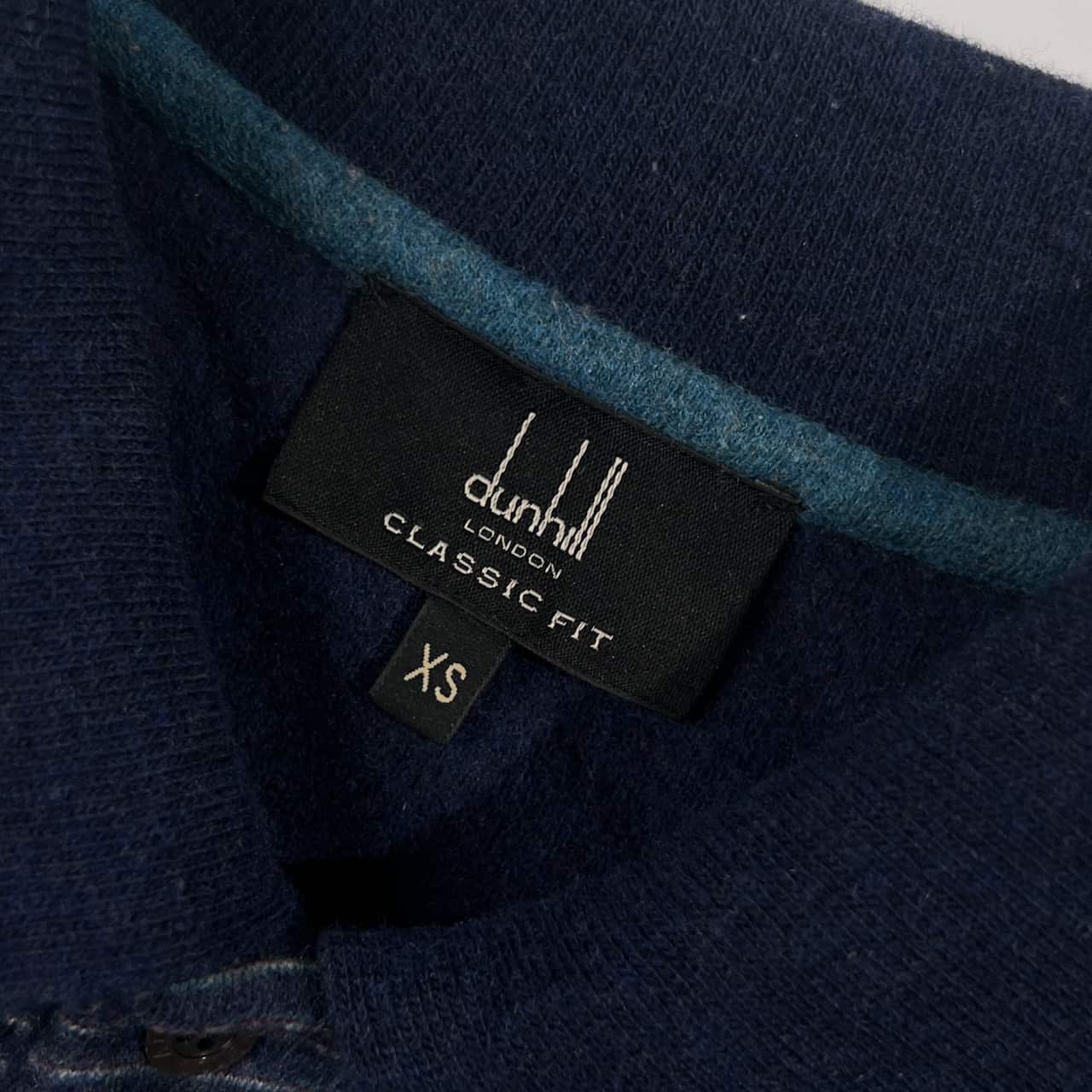 dunhill ダンヒル CLASSIC FIT ボーダー ウール ポロニット シャツ XS/ネイビー ブルー系 メンズ