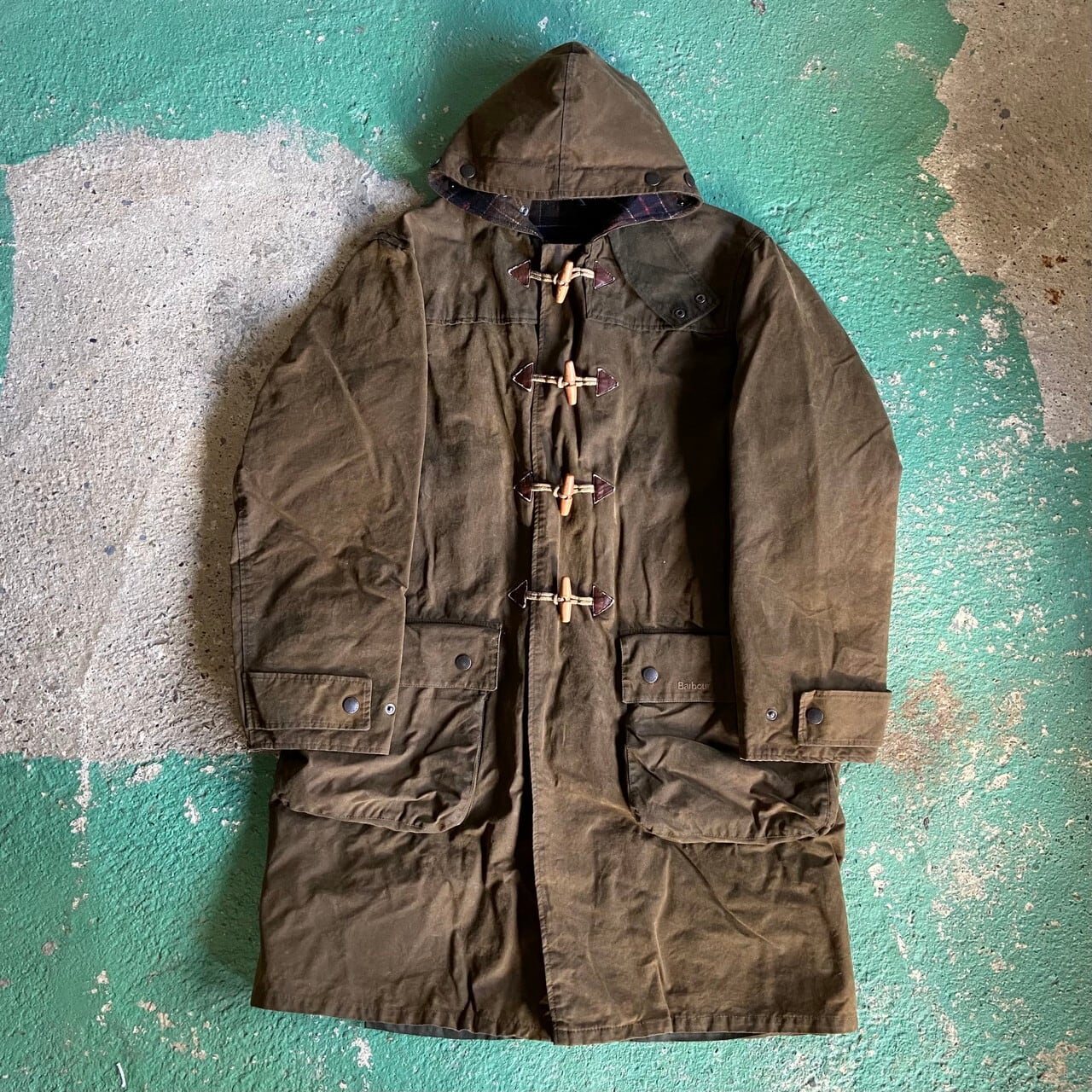 00年代 英国製 Barbour バブアー ワックス ダッフルコート オイルドジャケット メンズL ウールチェックライナー 古着 カーキ ブラウン  00s ヴィンテージ ビンテージ【ワークジャケット】【new22】【SA2204】【HA10】 | cave 古着屋【公式】古着通販サイト