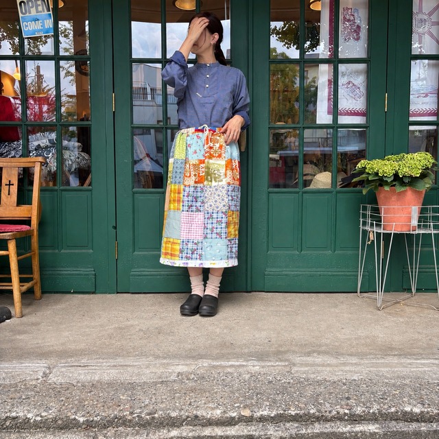 Antique Feed Sack Patchwork Skirt (Box Skirt)