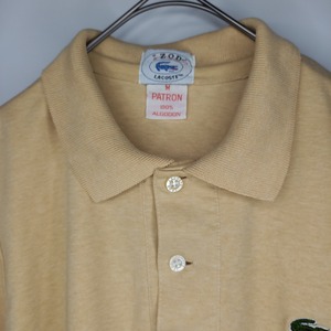 希少品　アイゾッド　ラコステ　ポロシャツ　半袖　刺繍ロゴ　クリーム　M