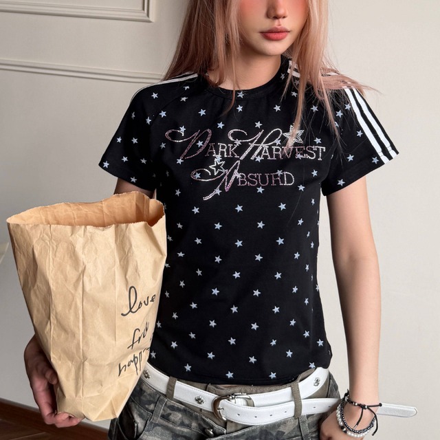 star dot crew neck short sleeve tee　スタードットクルーネック半袖ティー　J1825
