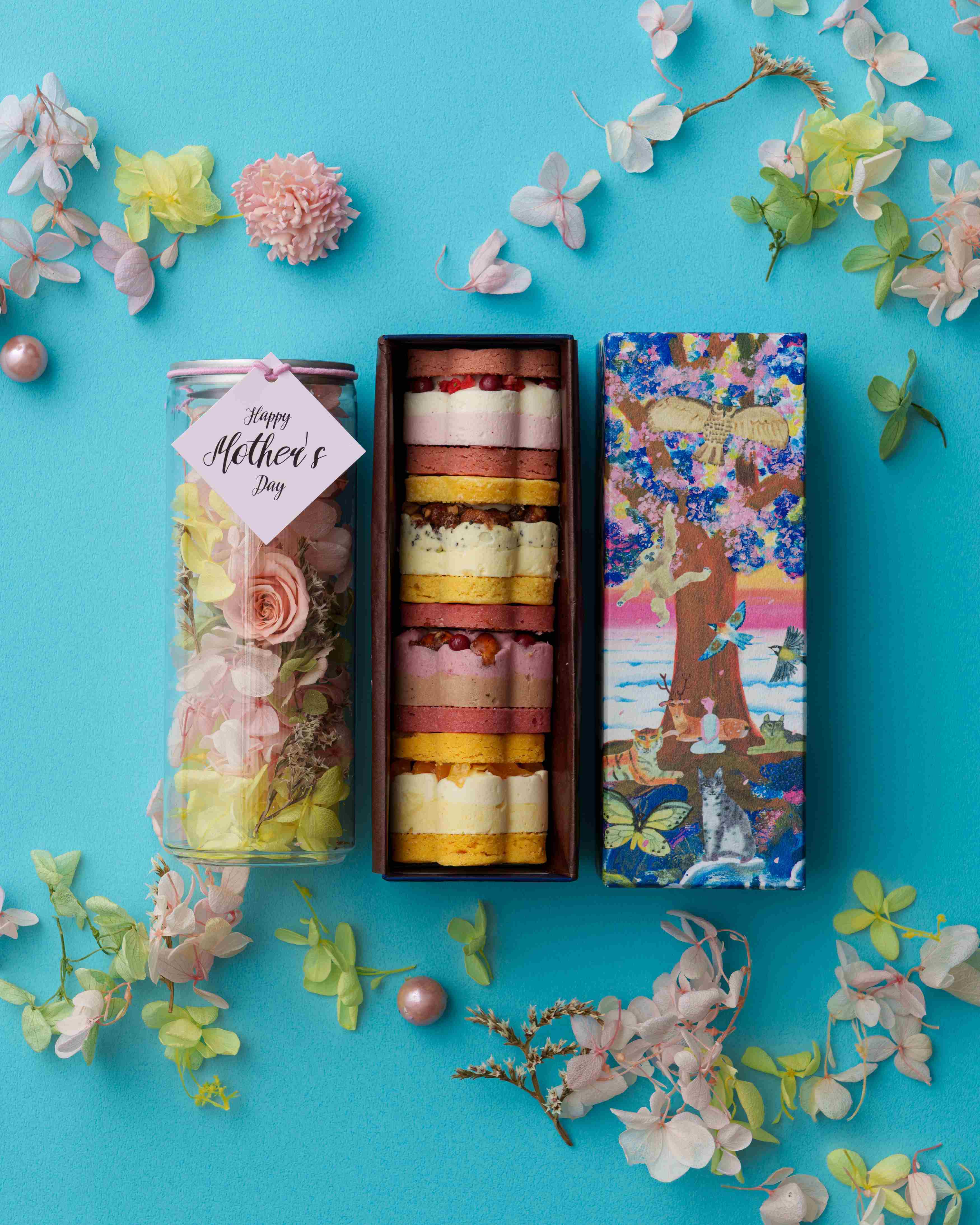 ※4月15日AM10:00販売開始 母の日フラワーバターサンドセット”季節限定4種”+プリザーブドフラワーボトル