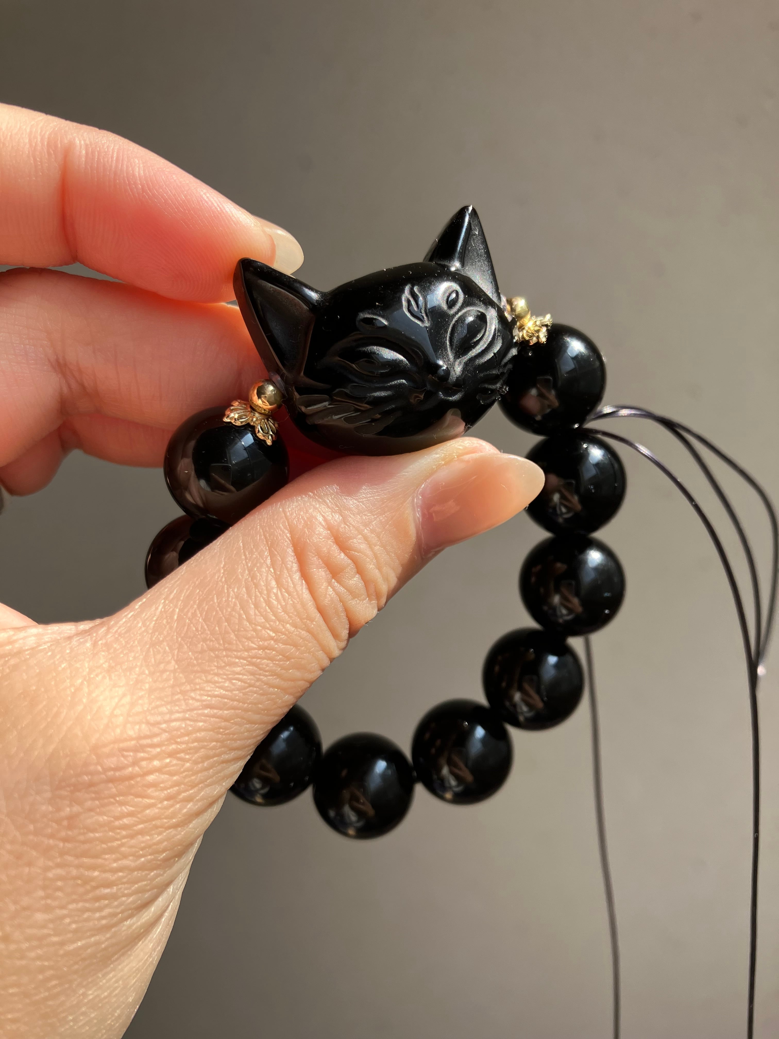 NEW小ぶり猫さん ローズクォーツ デザインブレスレット | 結びの人