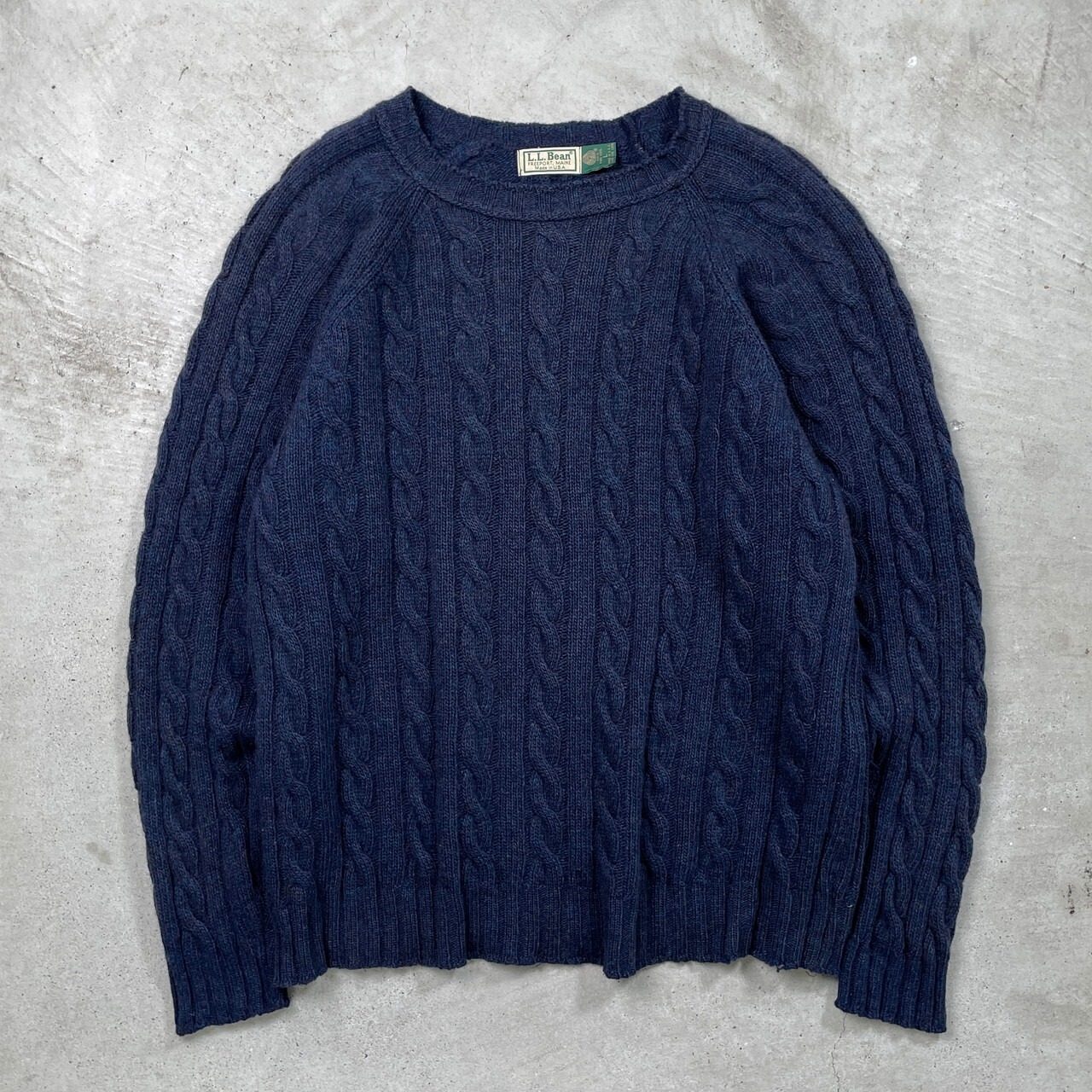 80年代 USA製 L.L.Bean エルエルビーン ウールニットセーター ケーブル 