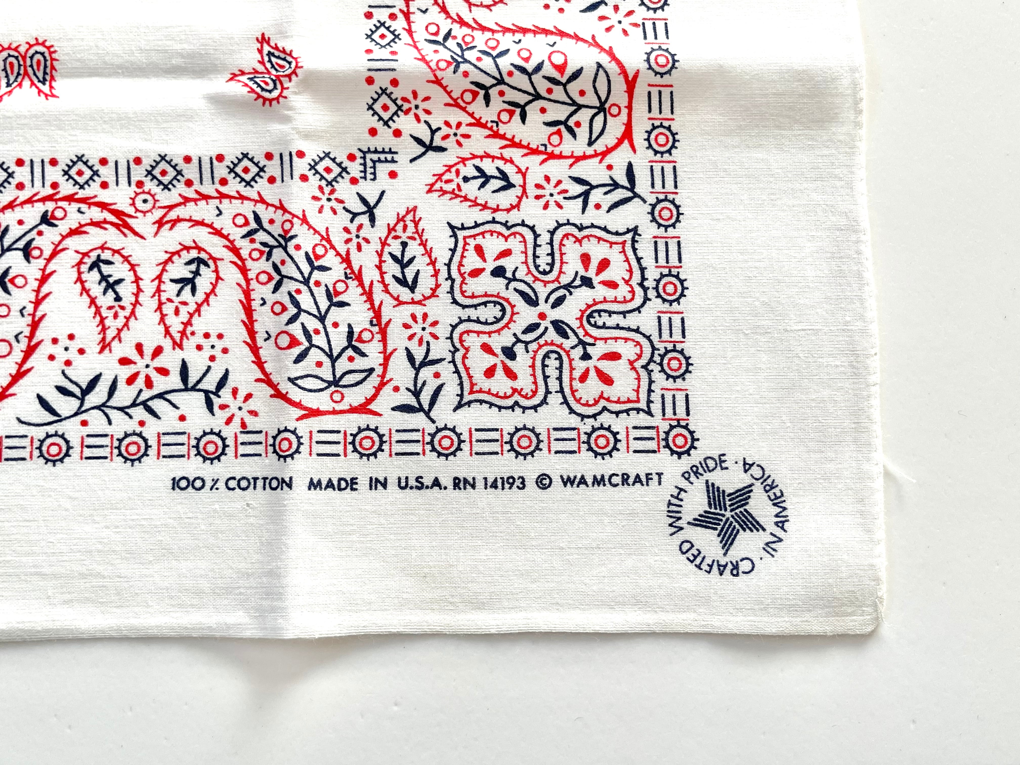 VINTAGE BANDANNA USA製 生成り白 トリコロール 2枚セット レアカラー】ホワイト！トリコロール！RN14193 ヴィンテージバンダナ