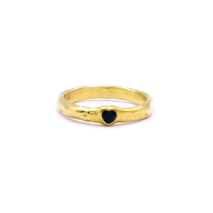"Melty Heart series" basic S ring with color stone - gold