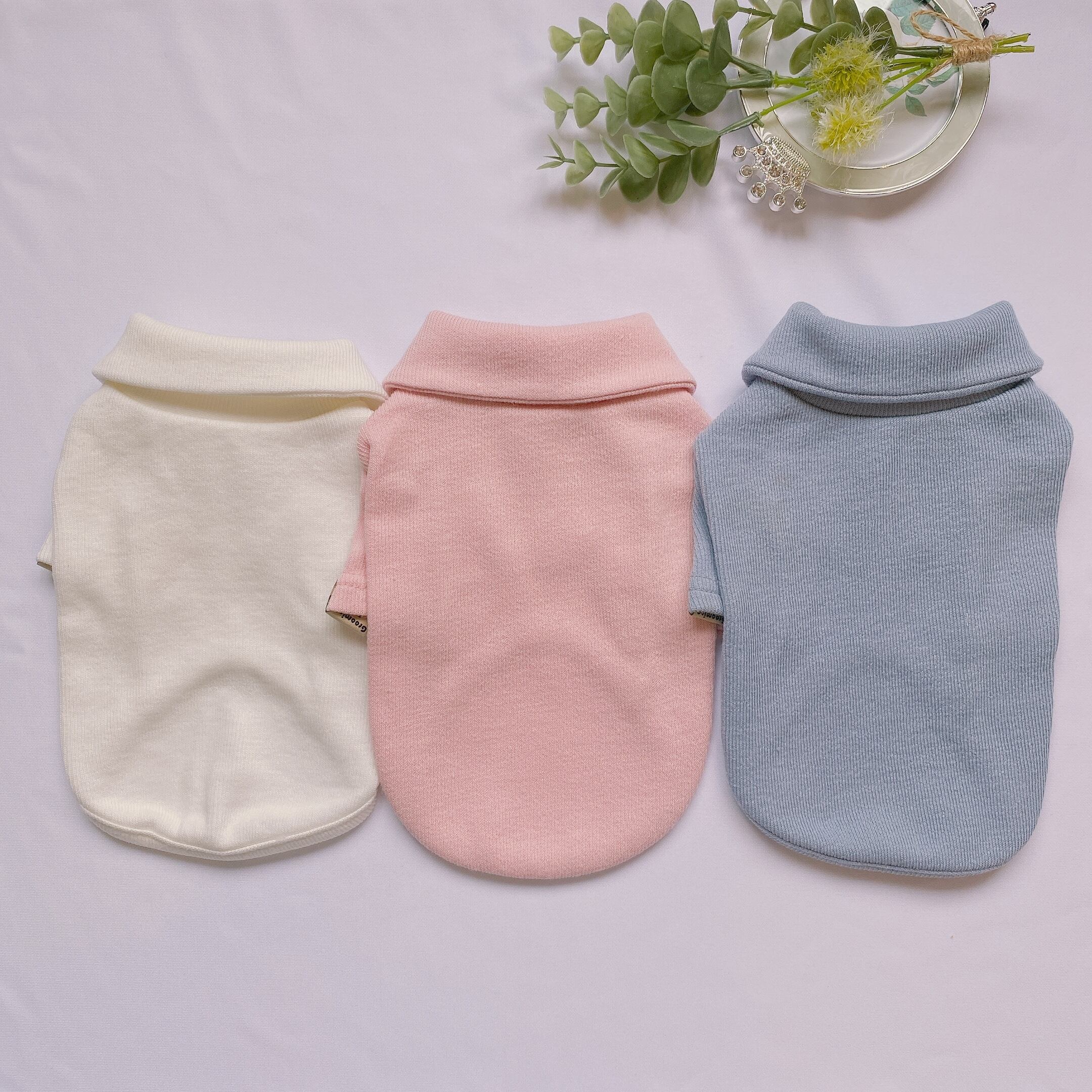 high-neck top S ~ XL 3color / 犬服 秋冬 新作 ハイネック トップス シンプル インナー 長袖 ドッグウェア 犬 服 小型犬 中型犬 top97