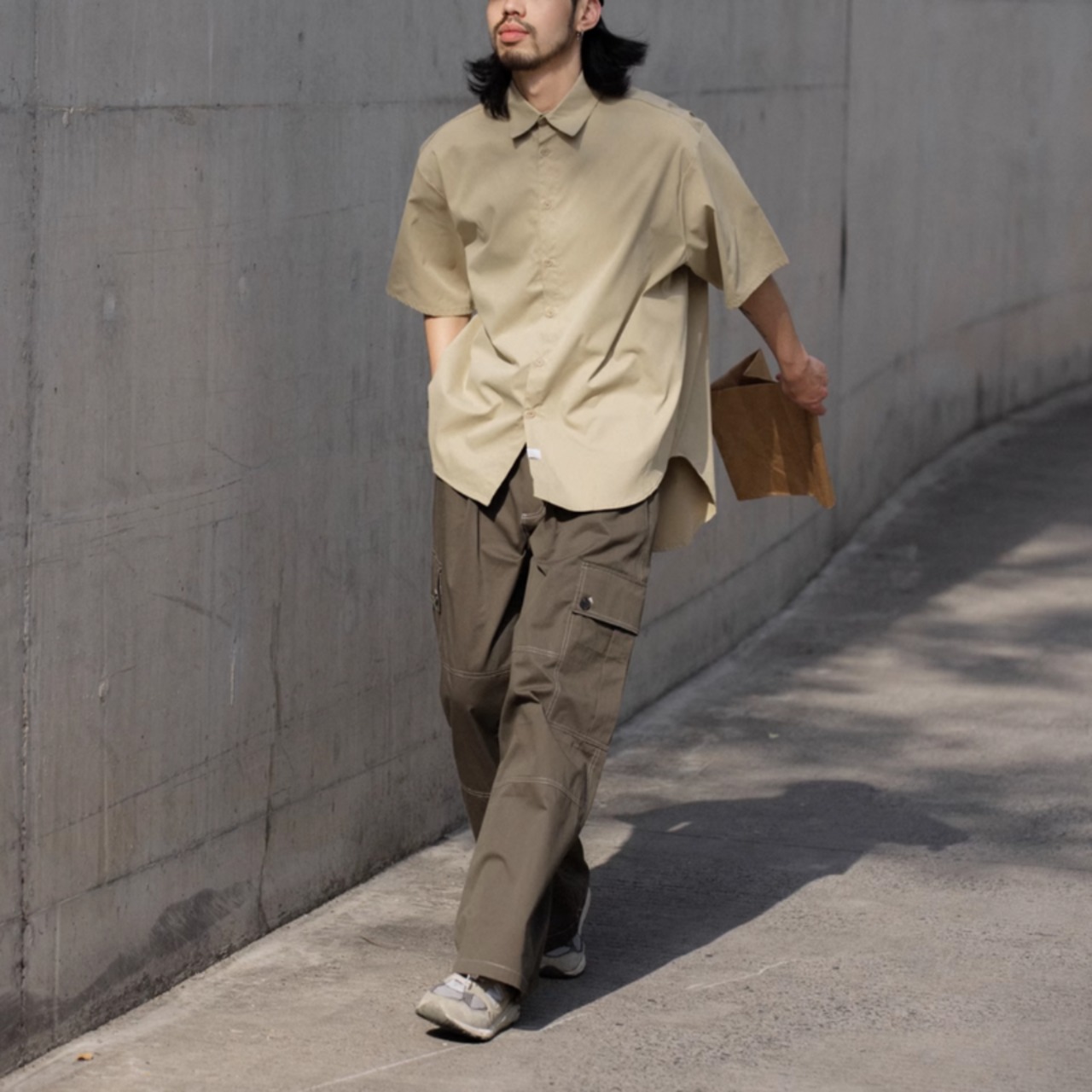 ルーズシルエットスクエアカラー半袖シャツ　0715