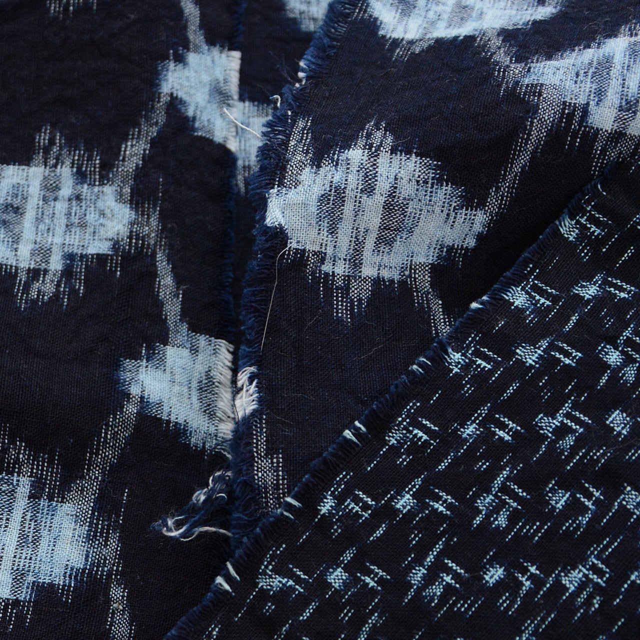 希少 藍染 古布 木綿 テキスタイル ラグ ハンドメイド アンティーク