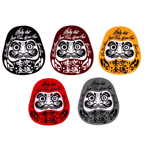 5枚セット　交通安全 縁起だるま ダルマ ステッカー ディカール 車 バイク ヘルメット :DMST-001GY