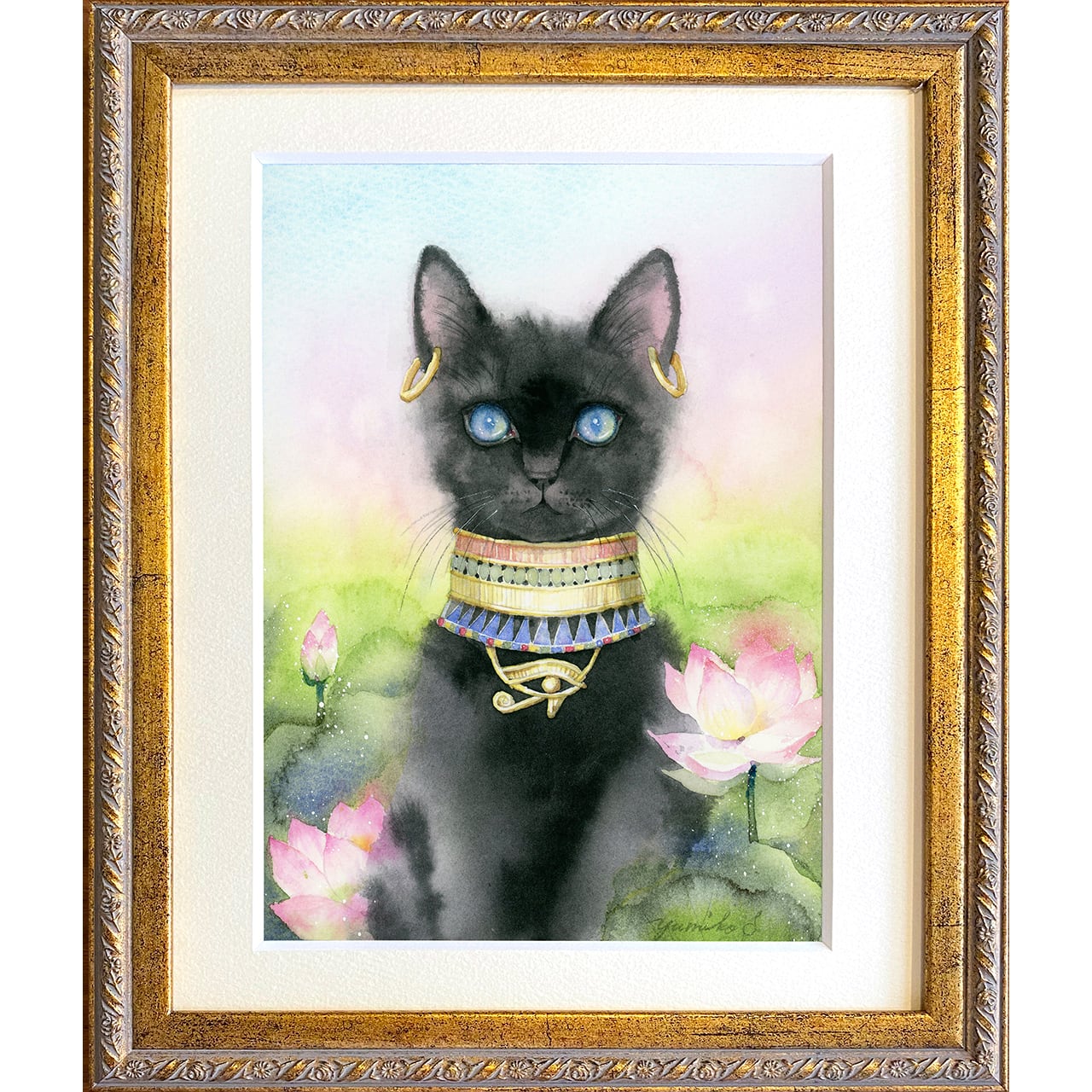 バステト 』 猫の女神様バステトの絵 複製画 | 幸せの水彩画