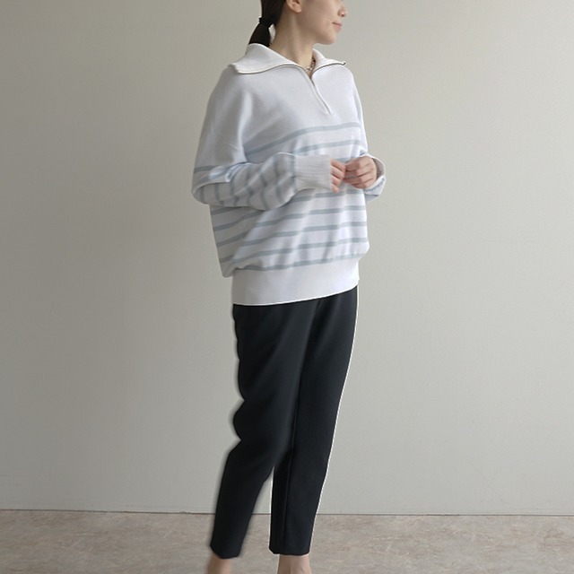 ジップアップボーダーニット