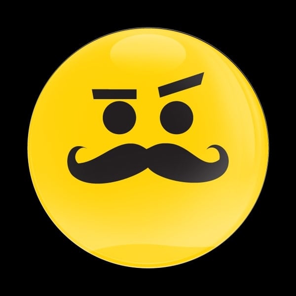 ゴーバッジ(ドーム)（CD1028 - EMOJI MUSTACHE SMIRKING） - 画像1