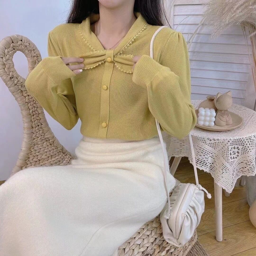 フロントリボンカーディガン