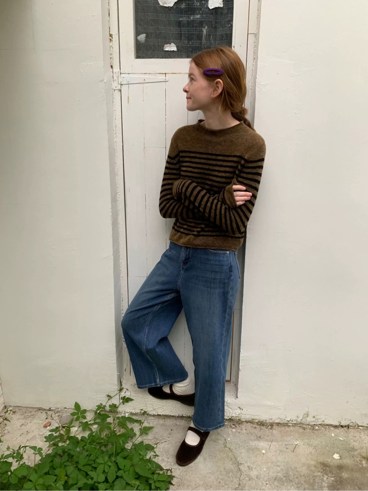 Duveteux Wool-Blend Border Knit F0869