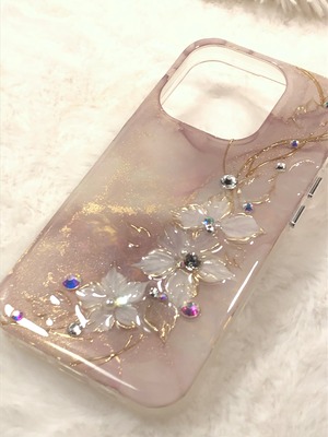 【iPhoneケース】花がすみ【プルルンテクスチャー】