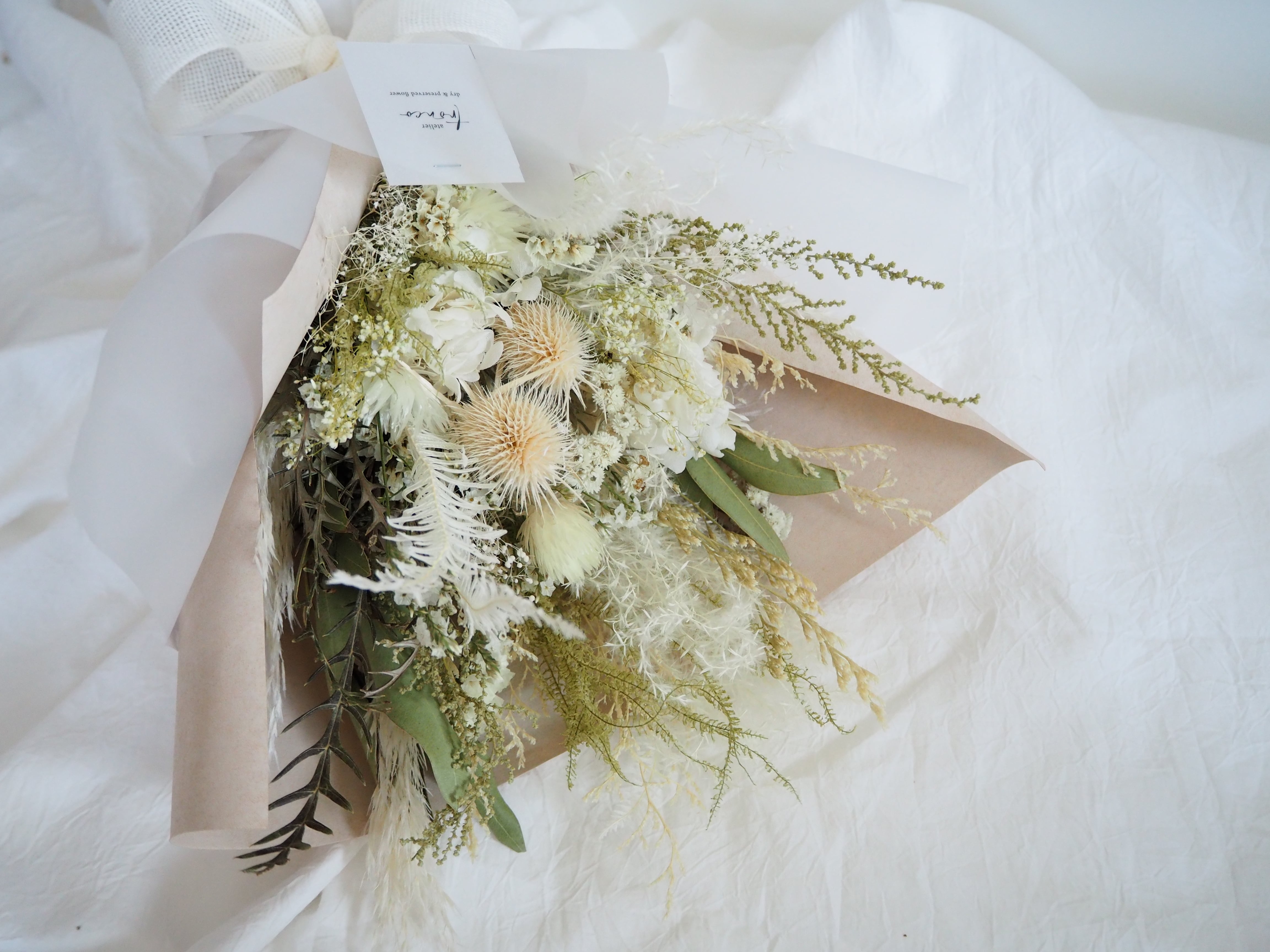 ノーブルホワイト ドライフラワーの花束 bouquet | atelier TRONCO