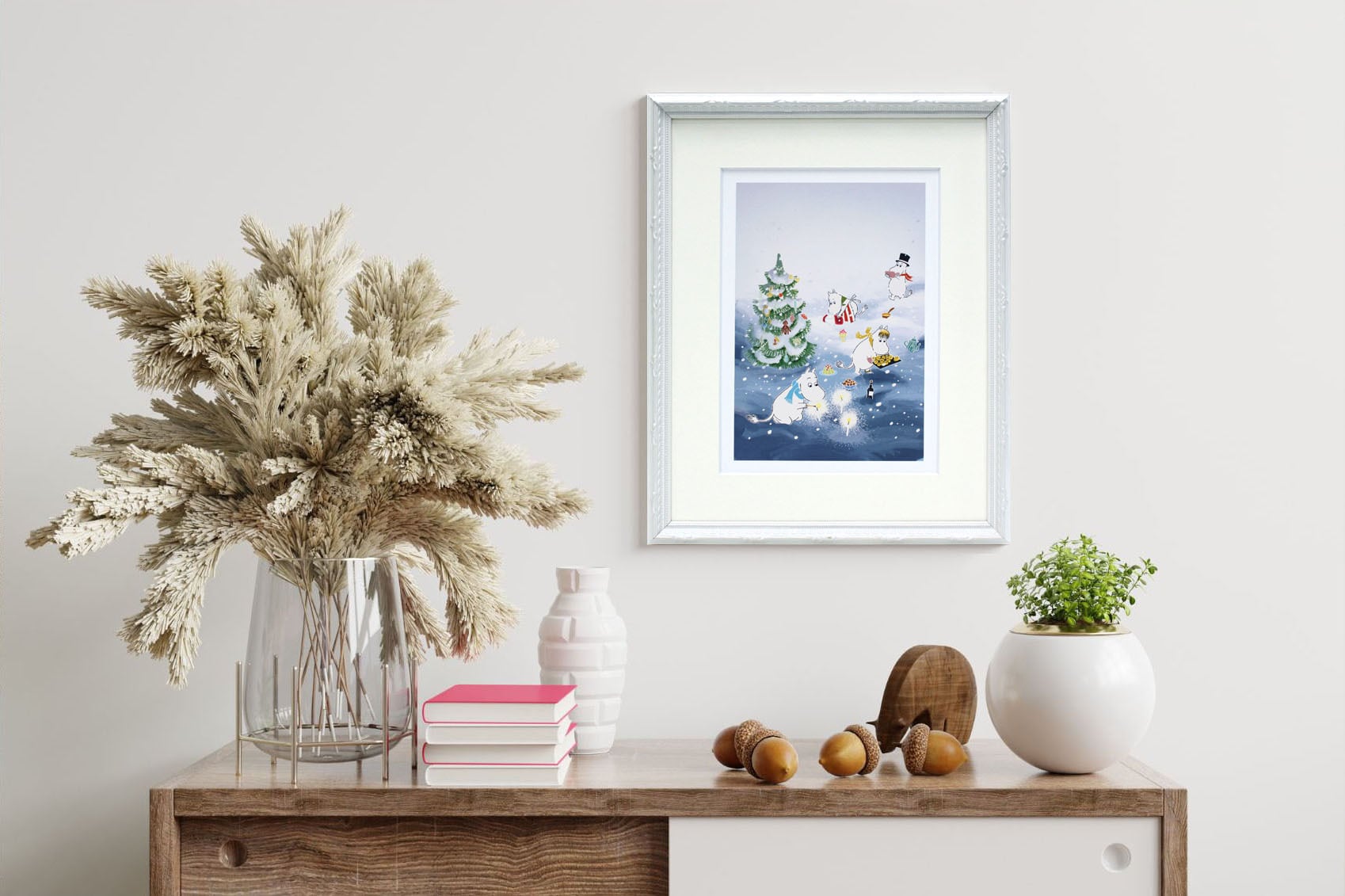 ムーミン 北欧 Postery 「ムーミン谷のクリスマス」送料無料 フレーム 展示用フック付アートポスター 絵画 インテリア アート