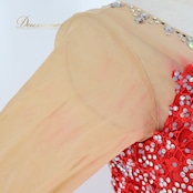 社交ダンス 衣装 スタンダードドレス ドレス ワンピース 赤 フリル レース デモ 競技 ダンス パーティ 発表会 豪華 華やか 真っ赤 上品 レッド系 フリルレース おしゃれ デザイン 競技用 衣装 女性用 パフォーマンス ステージ衣装 ステージパフォーマンス