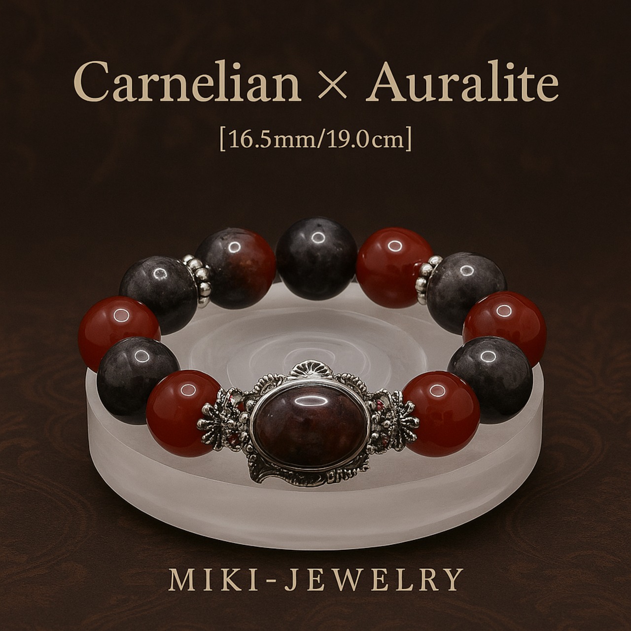 行動力と直感を高める特別な守護石｜MIKI-JEWERLRY【カーネリアン＆オーラライト 16.5mm/19cm】 Carnelian & Auralite