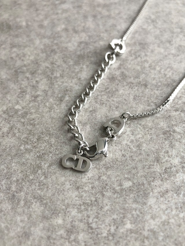 Christian Dior クリスチャン ディオール ネックレス シルバー Dクロス vintage ヴィンテージ オールド 2v5a87