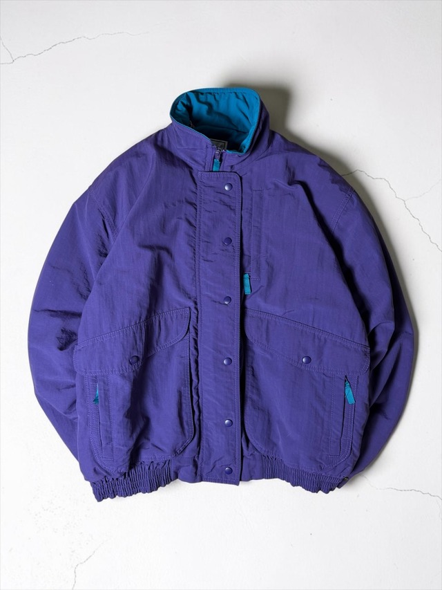 L. L.Bean Freeport Maine Purple Teal Color Block Nylon Multi Pocket Jacket M