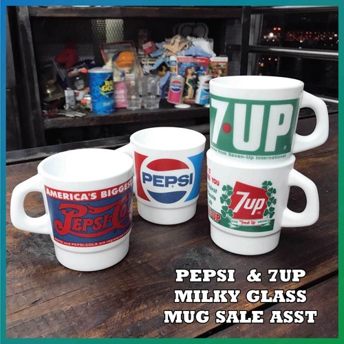 【SALE】PEPSI&7UP(ペプシコーラ・セブンアップ) ミルキー グラス マグカップ4個セット