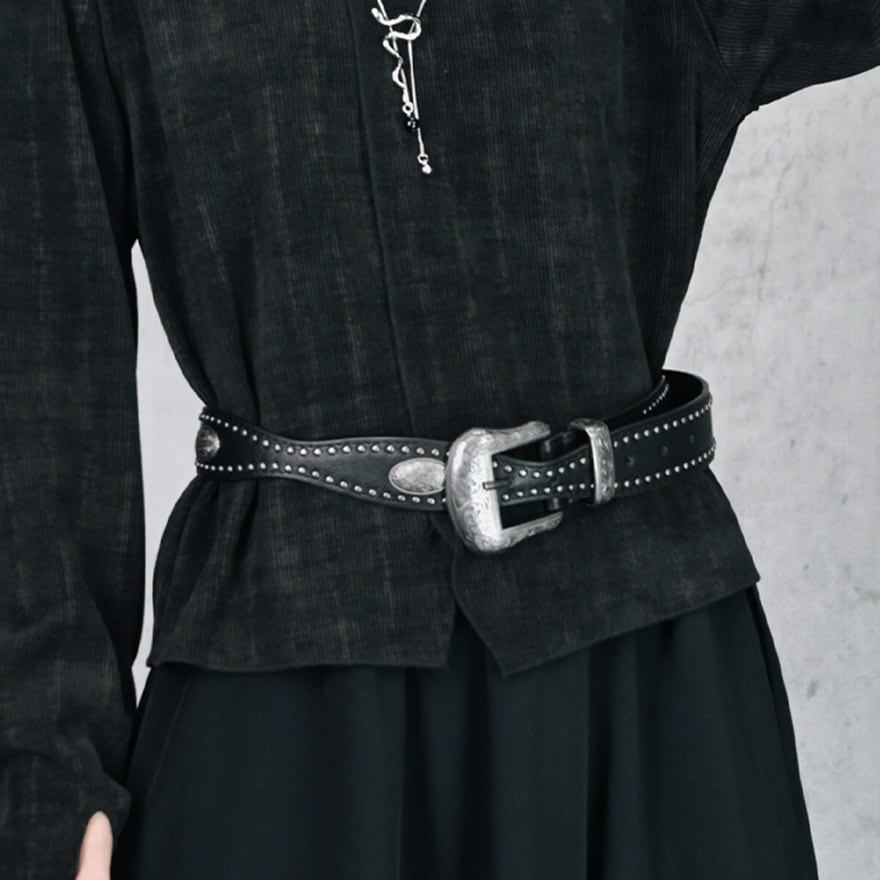 中華風 ウエストベルト 民族調 リベット ストリートファッション