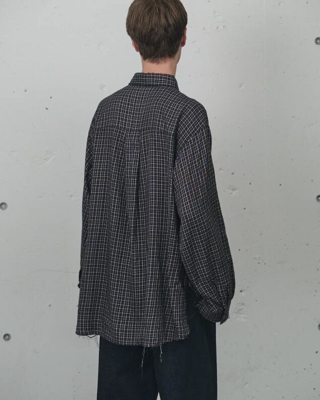26SS】ANCELLM NEL CHECK OVERWORK SHIRT(NAVY) ANC-SH85 | IAAAM