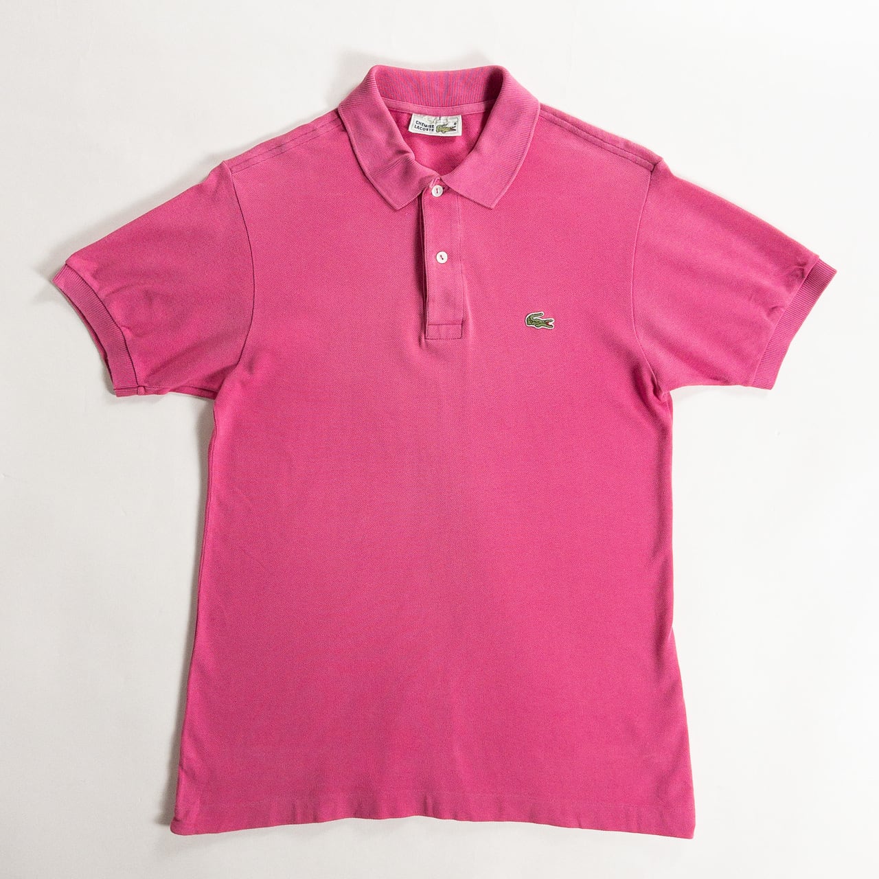 1980s "French LACOSTE" Cherry Pink Cotton S/S Polo Shirt, Size 3