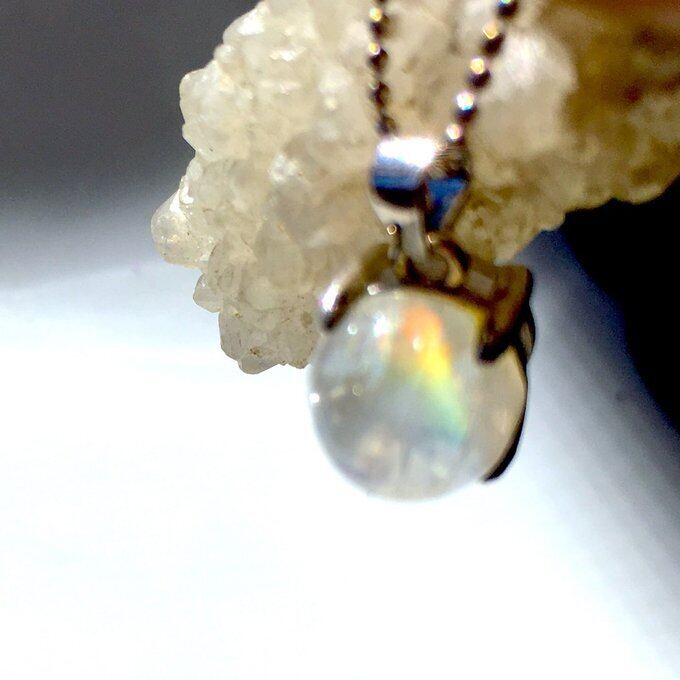 【一点物】✦6月の誕生石✦⋆.·SV925⋆.満月レインボームーンストーンPetitネックレス⋆.·Moonlit Dream.·✦no99