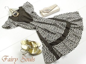 ★シルク65％☆☆絶妙な形のボーダ－柄ワンピ－ス(OPN7318)