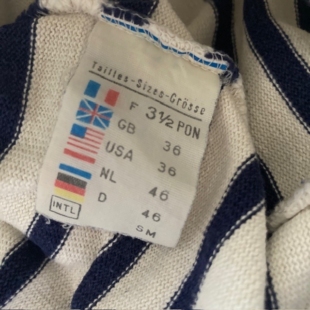 SAINT JAMES セントジェームス ウエッソン バスクシャツ ボートネック ボーダー フランス製 ネイビー×生成り 古着 T3.5 画像6