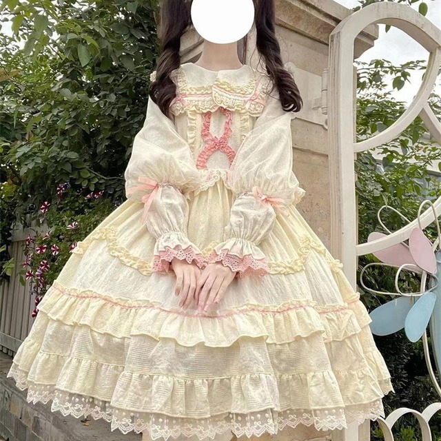 ロリータ 甘ロリ ワンピ フリル レース レトロ 上品 ミニ丈 甘め 
