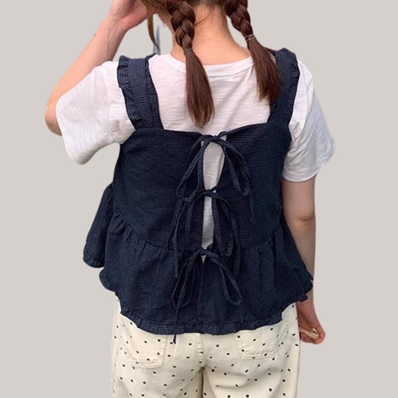 ギャザーフリル バックリボン チュニック L1363