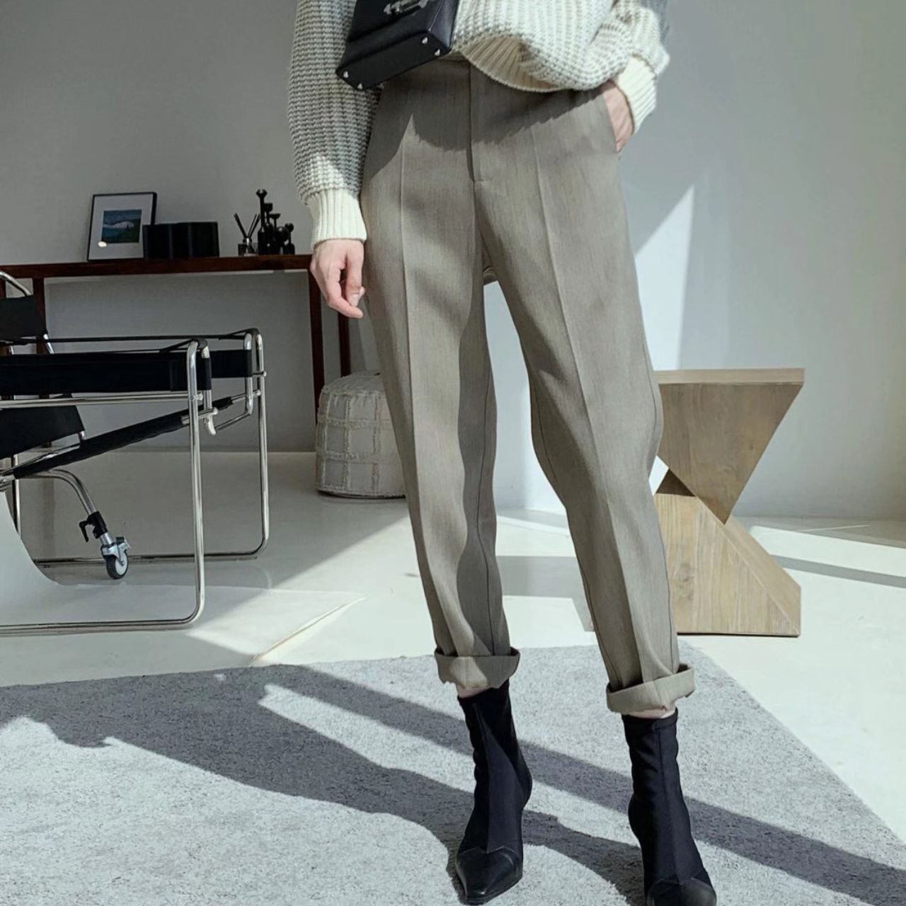 Tapered Cropped Pants 00909