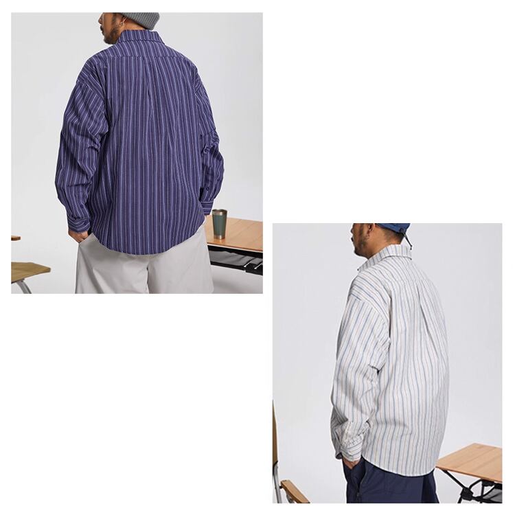 ★CONTRAST STRIPED LONG SLEEVE SHIRT　　　A0814