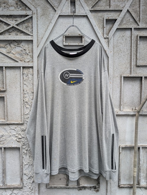 "NIKE" logo print ringer L/S / made in USA