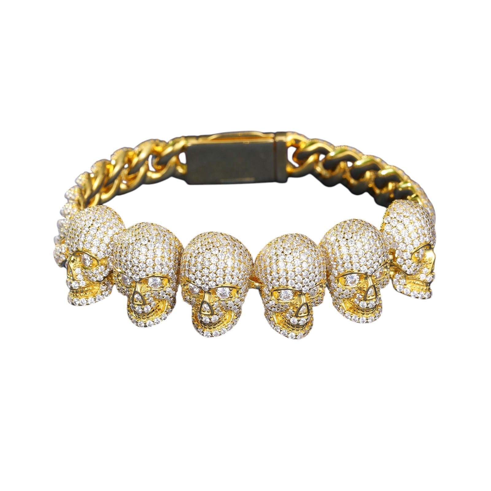 Moissanite Skull Bracelet Brass Luxury Iced Out モアサナイト