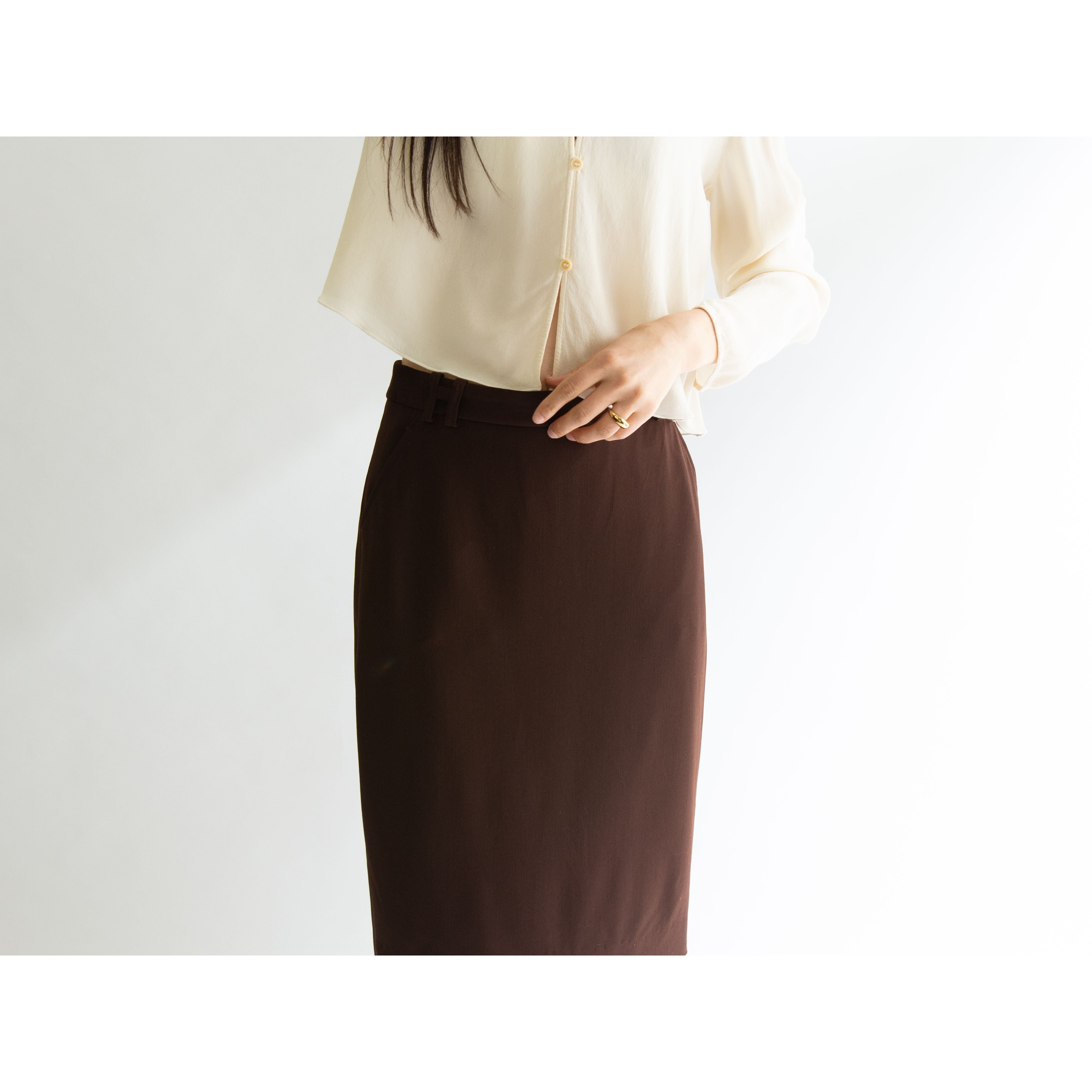 HERMES by Jean Paul Gaultier】Made in France Stretch Wool Skirt