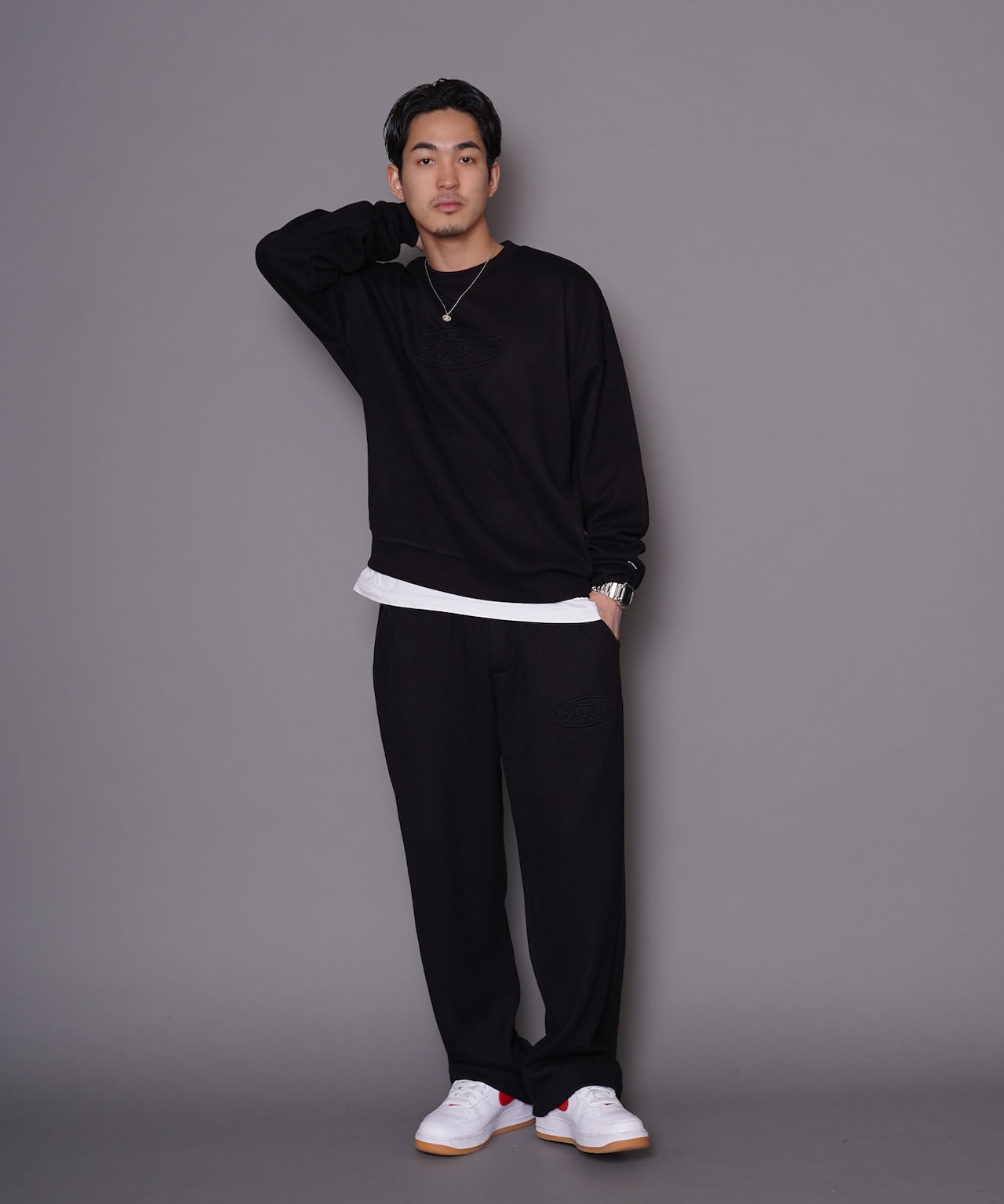 【#Re:room】EMBOSS LOGO STRETCH RIB WIDE PANTS［REP199］