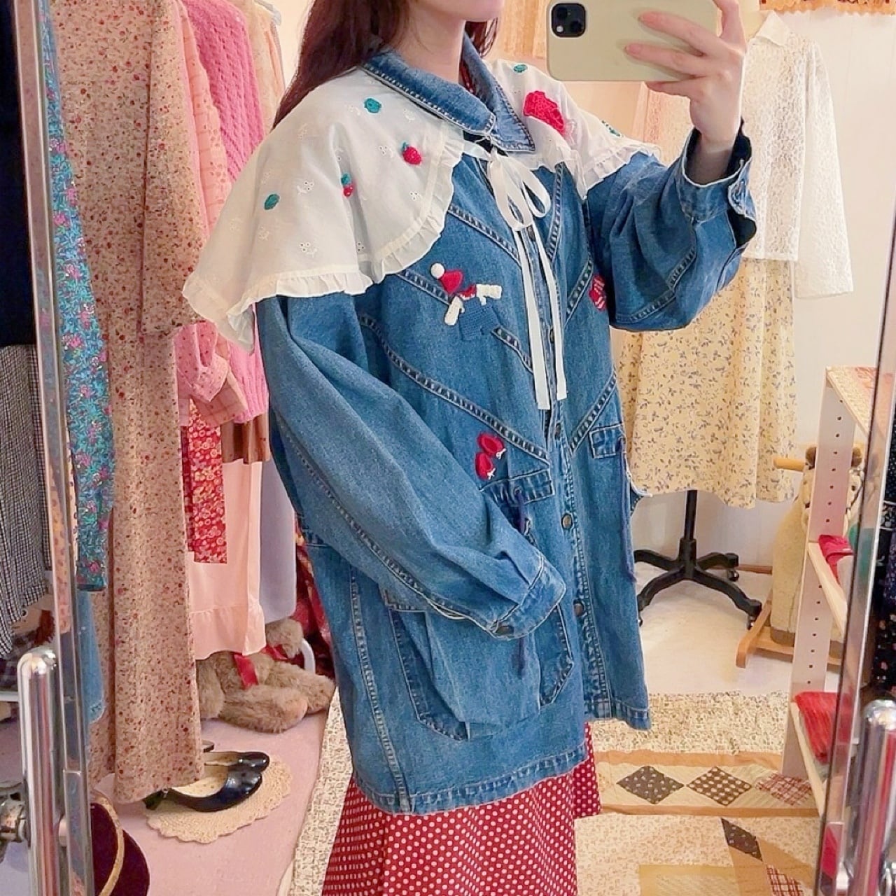 remake ✂︎ walking dwarf frill collar denim jacket