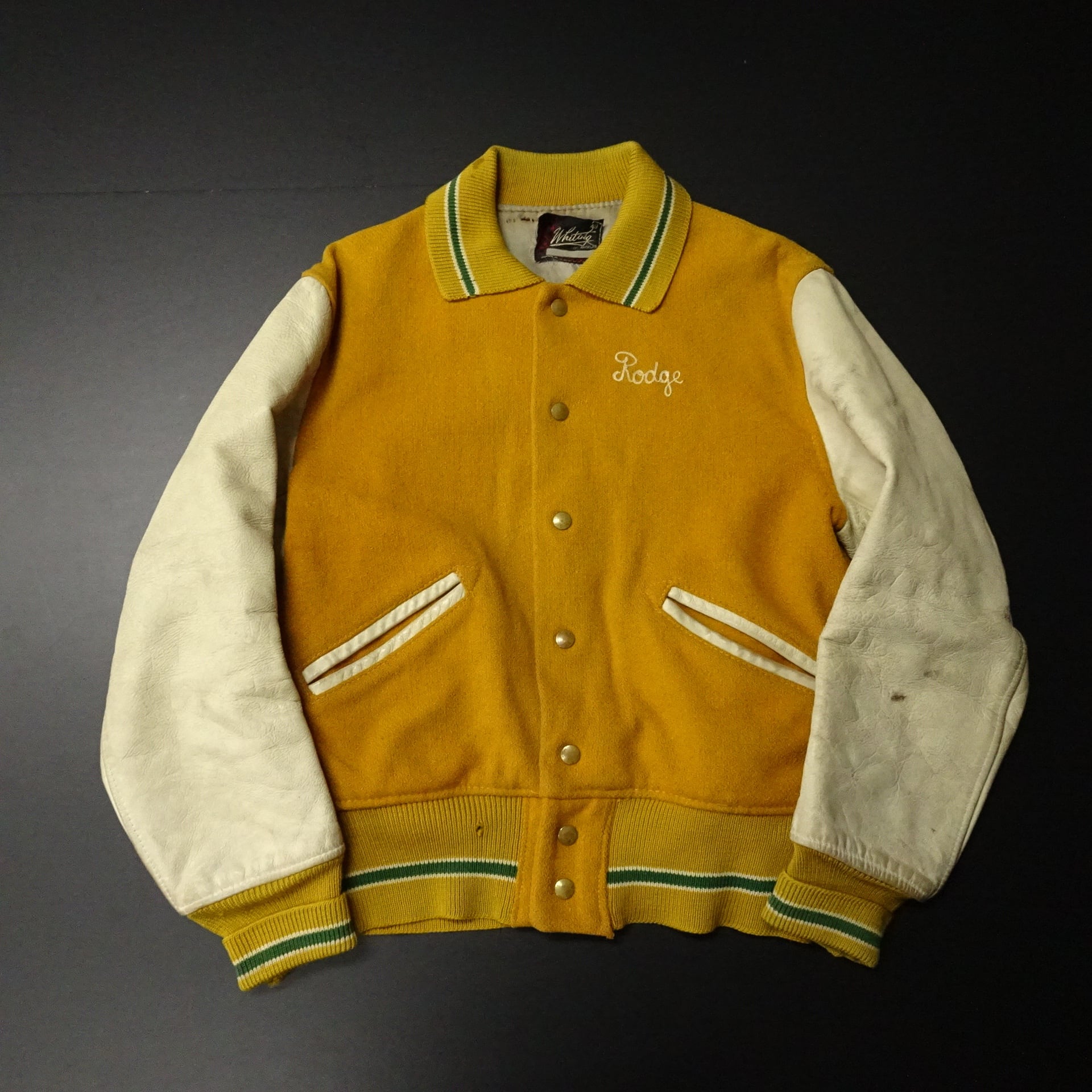 60s- USA製 Whiting ホワイティング スタジャン メルトン 袖レザー