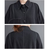 配色ステッチ デニム フレア コート 00421