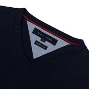 TOMMY HILFIGER トミーヒルフィガー Vネック Premium Cotton ニット セーター M/ネイビー メンズ