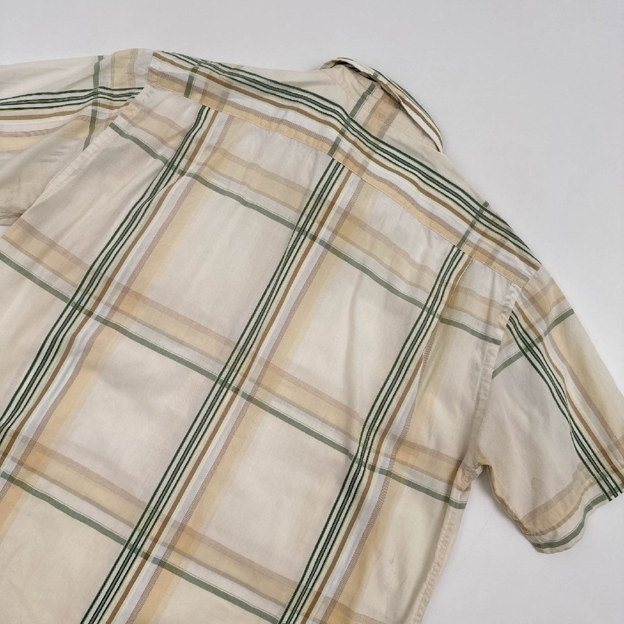 LACOSTE ラコステ マドラスチェック 半袖 シャツ サイズ 3/ベージュ系/メンズ ファブリカ