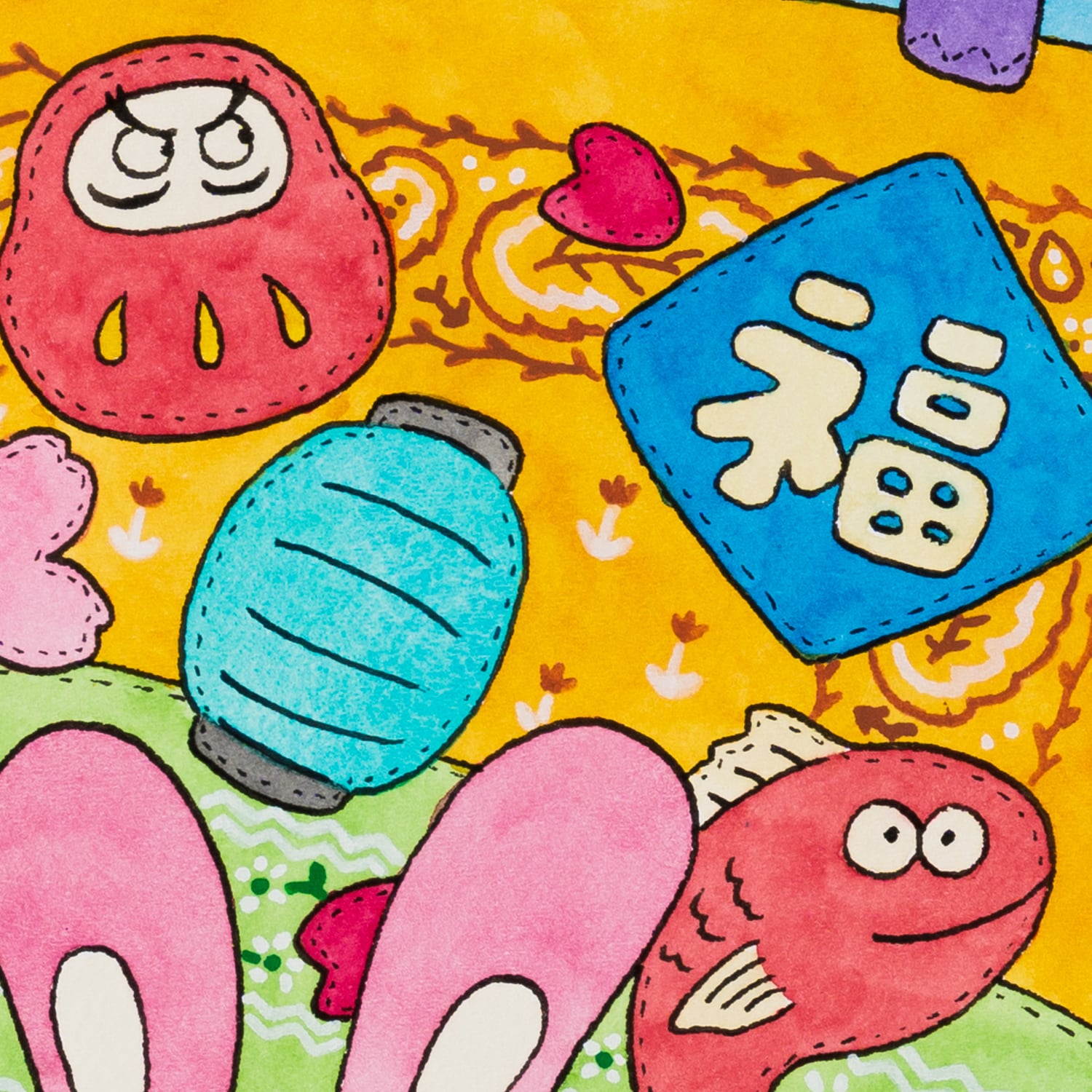 ヒダカナオト　個展　原画　5点セット ヒダカナオト 原画4 「Lucky Curtain」 額装込み | TOKYO PiXEL. shop