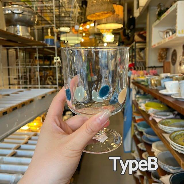 ガラス水玉グラス 全2色 / ドット 透明 レトロ カップ ギフト
