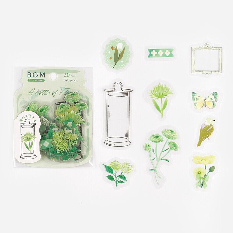 BGM 瓶の中に花が咲く・若緑 クリアシール BG21