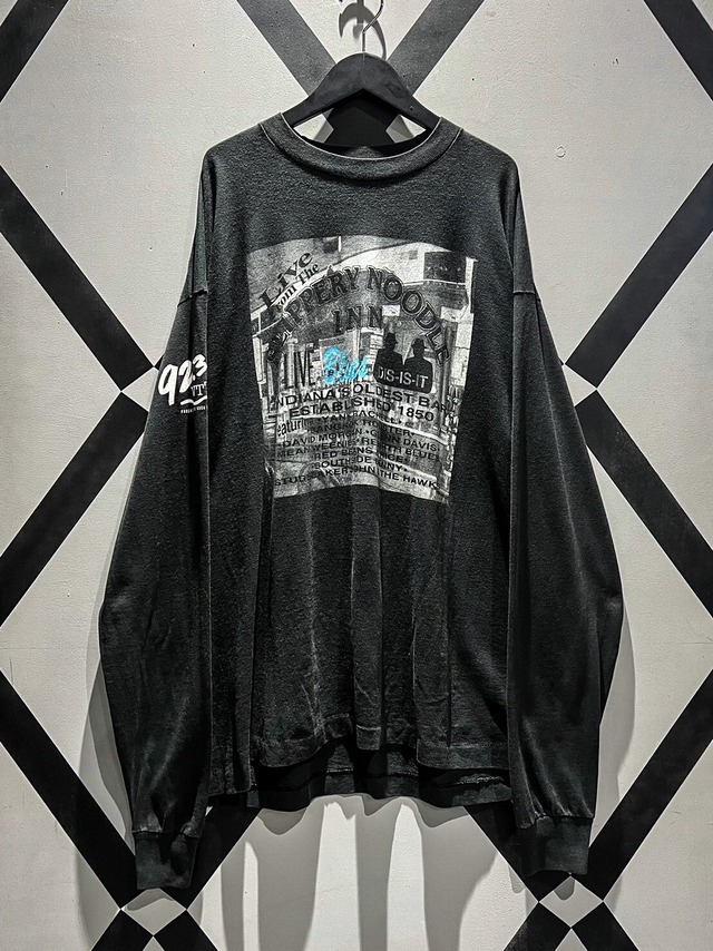 【X VINTAGE】"Slippery Noodle Inn Dis-Is-It Live Blues" Print Design Loose L/S T-Shirt